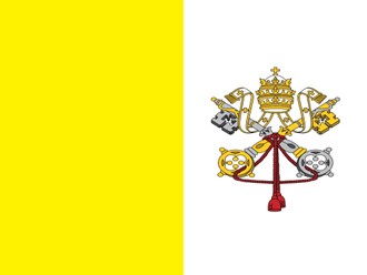 Wappen des Vatikans auf gelb-weißer Flagge