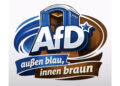 Grafik Mobiles Toilettenhäuschen mit Aufschrift: AfD, außen blau und innen braun, Screenshot TikT ok