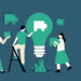 Illustration: Menschen setzen eine große Glühbirne aus Puzzle-Teilen zusammen. Symbolbild für "Brainstorming"