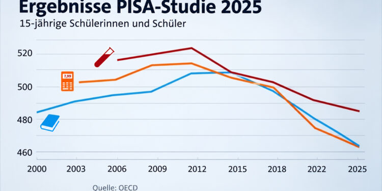 Grafik zu den deutschen Ergebnissen der Pisa-Studie