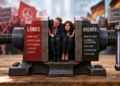 Zwei Parteivertreter im Schtaubstock. Symbolbild, KI generiert mit ChatGPT